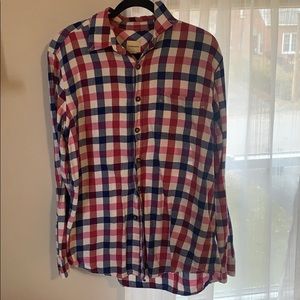 GH Bass Cute Cozy Pink & Blue Flannel Shirt Large